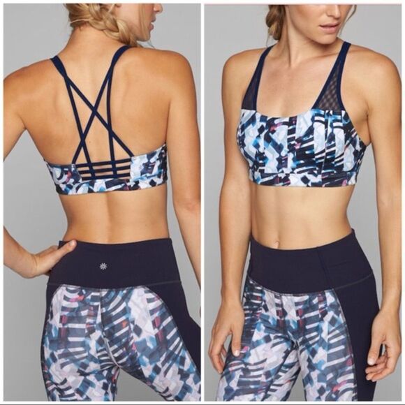 ✨HP✨ATHLETA Printed Strappy-Go-Lucky Bra✨ - Picture 1 of 6